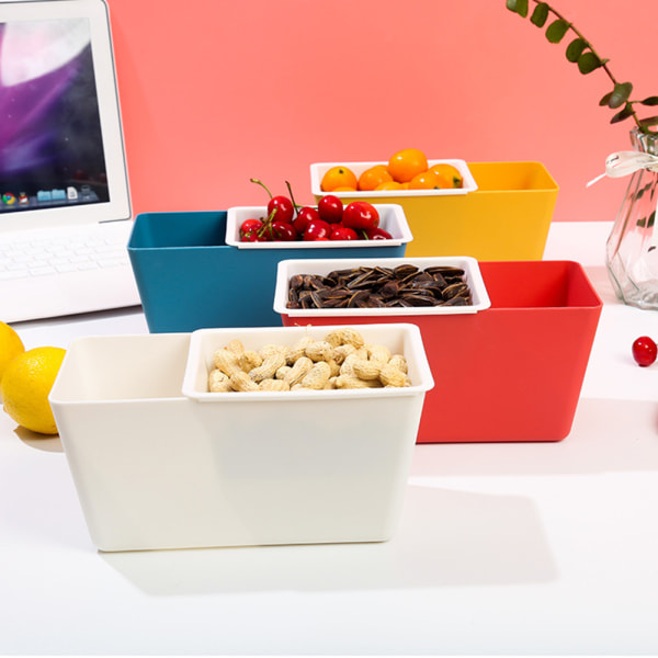 Multifunktionell dubbellagers snackbox Hem fyrkantig urlakningsbar fruktbricka Yellow Double Layer