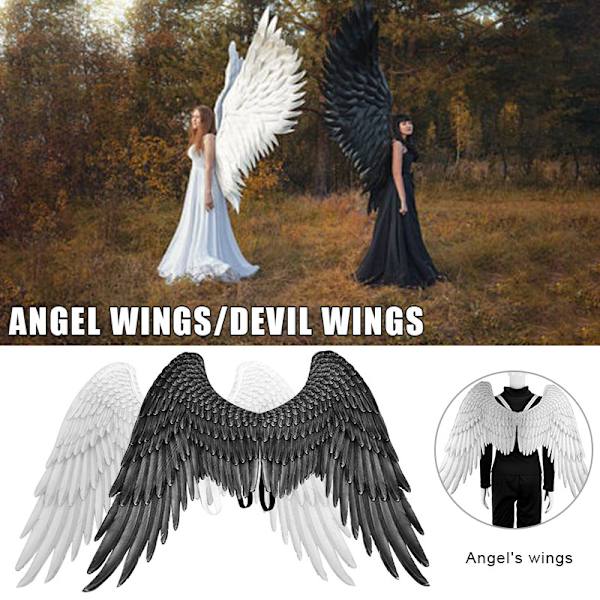 Halloween 3D Angel Devil Big Wing Carnival Party Performance Prop för män kvinnor Black