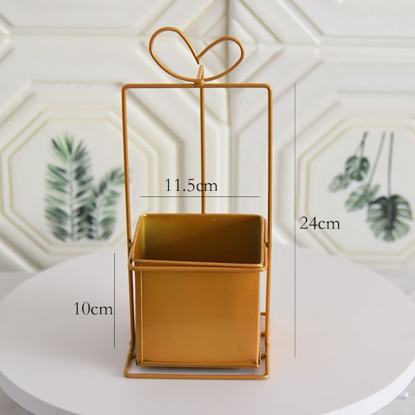 Nordic Portable Järn Dekorativ Blomkorg Planterare Smidesjärn Geometrisk växtkruka Hem Vardagsrum Kontorsinredning Small Square Cake Box