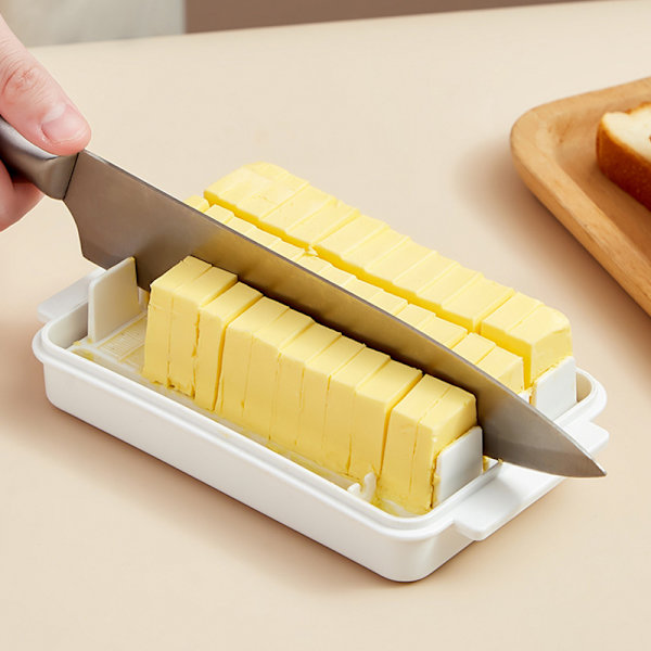 Genomskinlig plastsmörlåda med förseglad lock för enkel skärning av mångsidiga smörlåda för hemköket Yellow