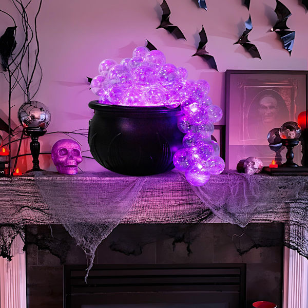 DIY Bubbelgryta Set med 40 Transparenta Kulor/LED-Ljus Gryta Godis-Skål Dekorationer Inomhus Dekorationsidéer Black