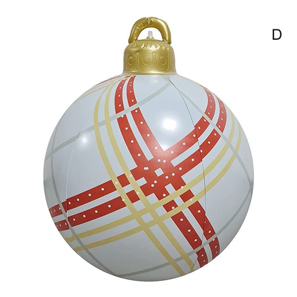 Utomhus jul PVC uppblåsbar dekorerad boll med uppblåsningspump 60 cm i diameter trädgårdsgård gräsmatta festivaldekor B