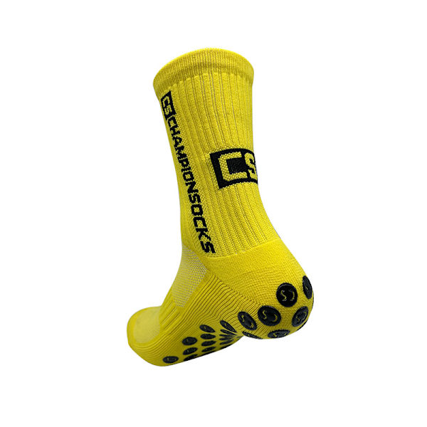 Halkskyddande strumpor med högt rör för vuxna svettabsorberande sockor som andas för fotboll fotboll Yellow 5 Pairs