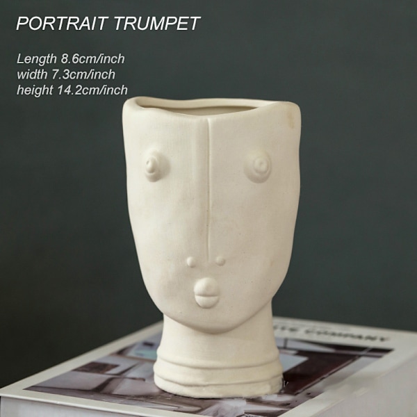 Keramiska växtkrukor Abstrakt ansiktskonstvaser Keramiska blomkrukor för hemmets balkongdekoration Portrait Small