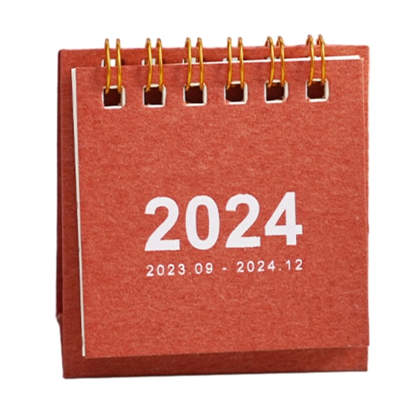 2024 Mini Skrivbordskalender 180 graders vändbar bärbar kalender för vardagsrummet Red