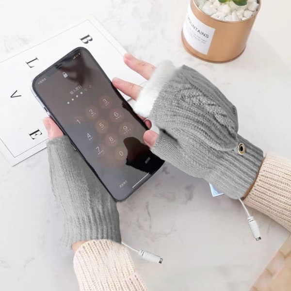 USB uppvärmda handskar för kallt väder Hög elastisk mjuk thermal för kvinnor män Black