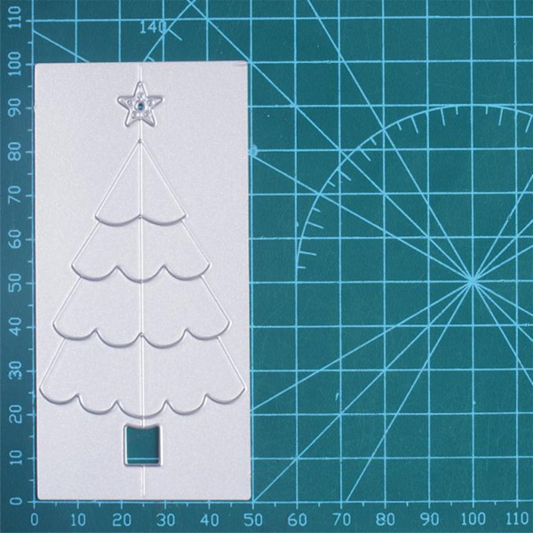 Vikbar julgransskärningsmatris Kolstål DIY-präglingsmall för korttillverkning Scrapbooking Julklappar A