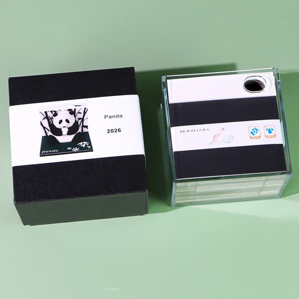 3D Kunst Kalender Memoblok 2026 Panda 3D Skrivebords Notesblok Med Penholder Panda Afrivningspapir Stickys DIY Note A