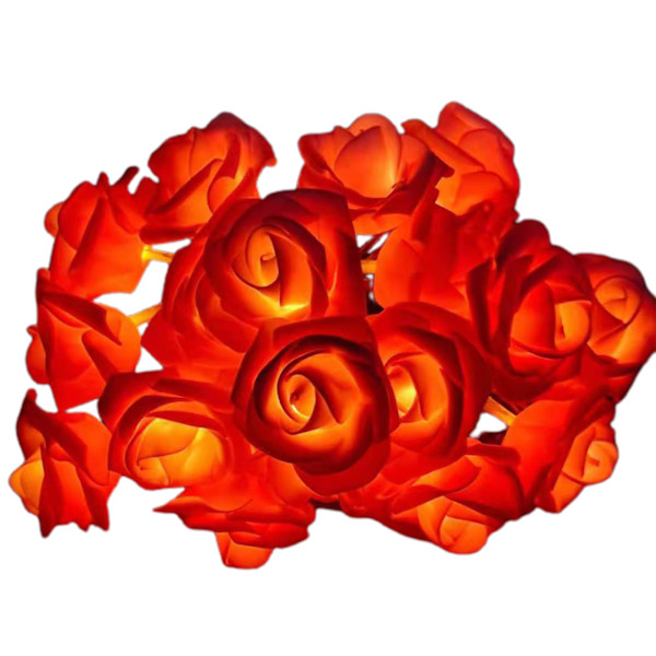LED Rose Flower String Lights Romantisk Simulering Rose Flower Fairy Lights Batteridriven inomhus varm lampa Red 1.5m A
