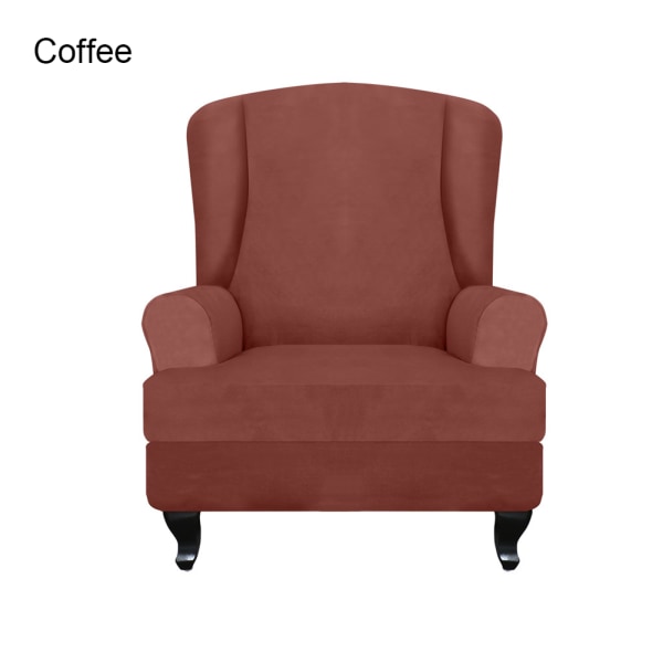 Hög elastisk mjuk mocka Wingback cover Halkfri enfärgad Stretch-skydd för sluttande arm King Back stol Camel