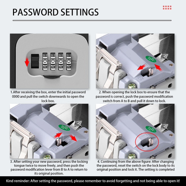 Väggmonterad chifferhjulsnyckellåda. Nyckelbeständig Robust case för inomhusbruk 1PCs