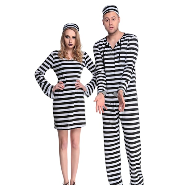 Fångkläder Cosplay Kläder För Kvinnor Män Långärmad Randig Rollspel Kostym For Women XL