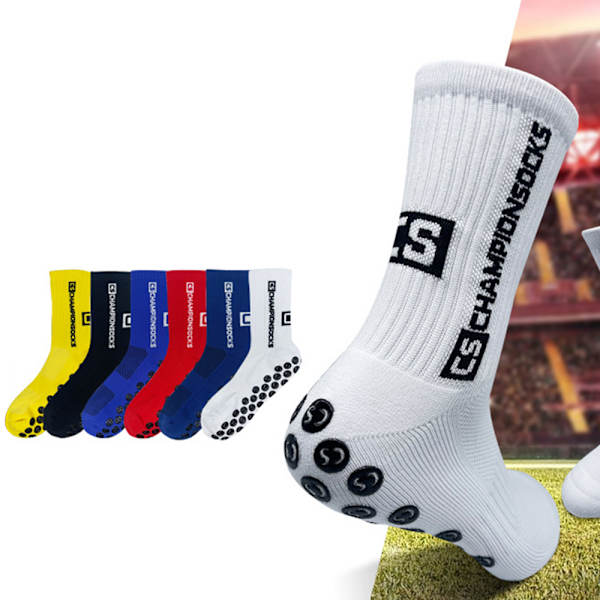 Halkskyddande strumpor med högt rör för vuxna svettabsorberande sockor som andas för fotboll fotboll Yellow 5 Pairs