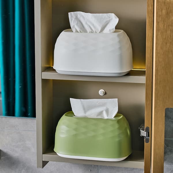 Enkel Water Ripple Tissue Box med vårdammtät organizer White Regular