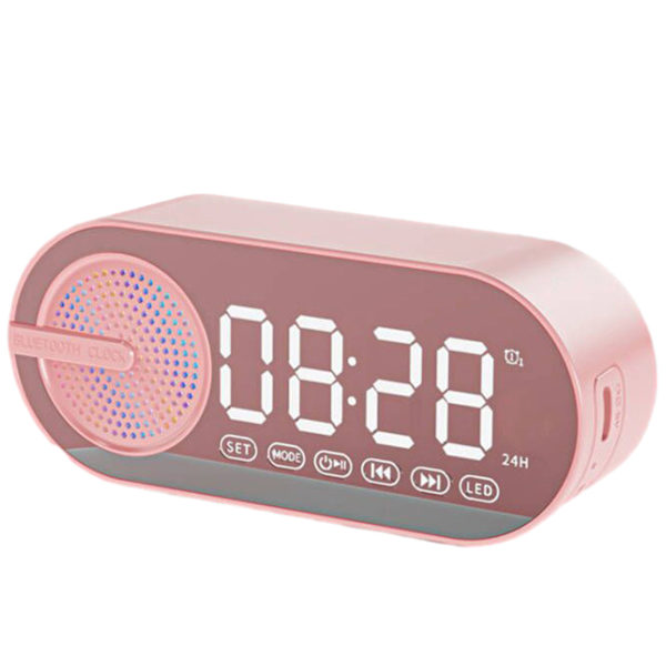 Bluetooth kompatibel AI-klocka Färgglad LED Digital Dispaly-klockalarm för sovrum Pink
