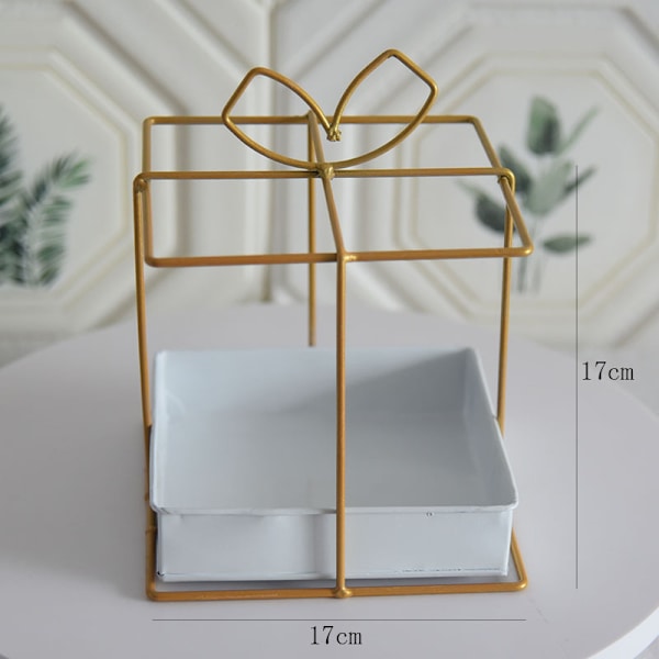 Nordic Portable Järn Dekorativ Blomkorg Planterare Smidesjärn Geometrisk växtkruka Hem Vardagsrum Kontorsinredning Small Square Cake Box