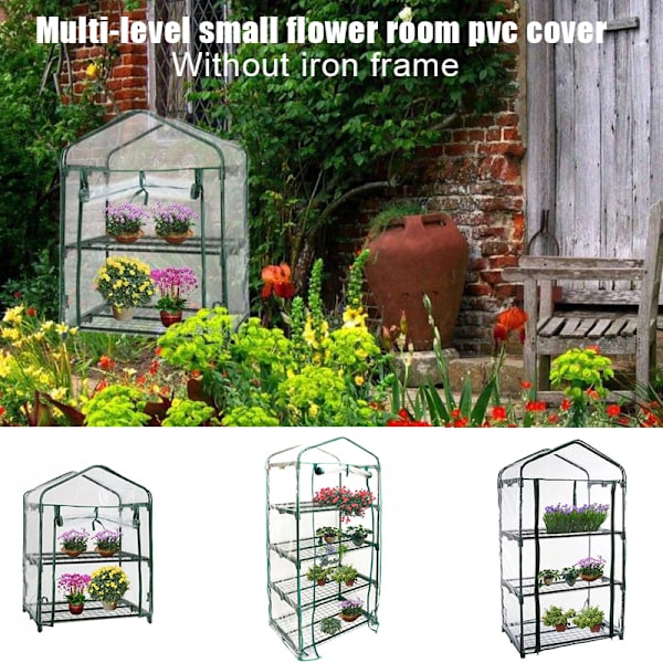 PVC Trädgård Växthus Plant Cover Plantor Anti-Ultraviolett Blomsterum Korrosionsbeständig Vattentät Cover 69*49*132cm