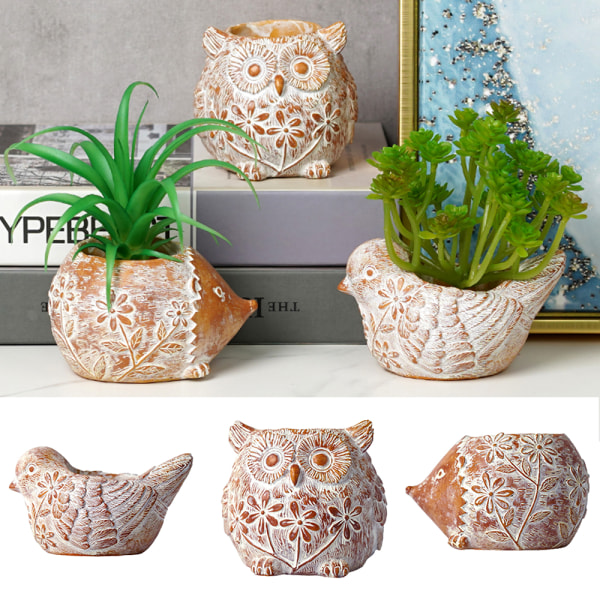 Djurform Vas Prydnad Blomma Trädgårdsdekoration Utomhus Yard Dekoration Owl