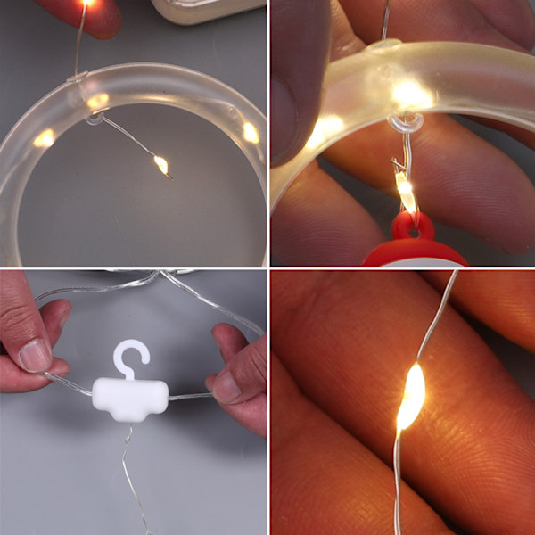 Jultema strängljus med krok Vattentät LED-lampor DIY Xmas dekoration för hemträdgård innergård A
