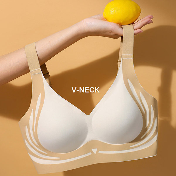 Lyftande Anti-Slappande Trådlös Push-Up BH Maskintvättbar Komfortunderkläder för Matchande Kläder Milky White L
