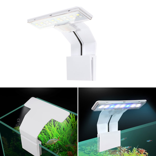 Tunna LED-akvarielampor Klippbara LED-växter växer ljus 8W sötvattenslampor Vattentät lampa för akvarier White US Plug