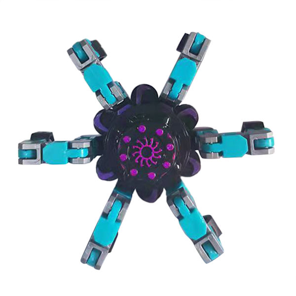 Transformerbar Mecha Chain Fingertop Spinners Toy Anti Pressure Avslappnande Baubles Leksak För Barn Pojke Flicka Vuxen Blue