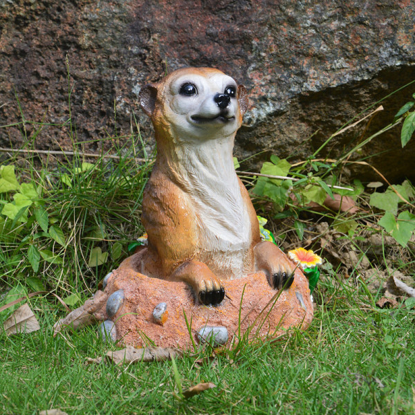 Meerkat Trädgårdsdekoration Resin Hantverk Staty Realistiska djurfigurer för Home Garden Courtyard Yellow Brown Meerkat With Shovel