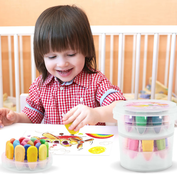 Teardrops Crayons Set med förvaringshink Bärbara färgpennor Verktyg för barn Barn 24 Colors