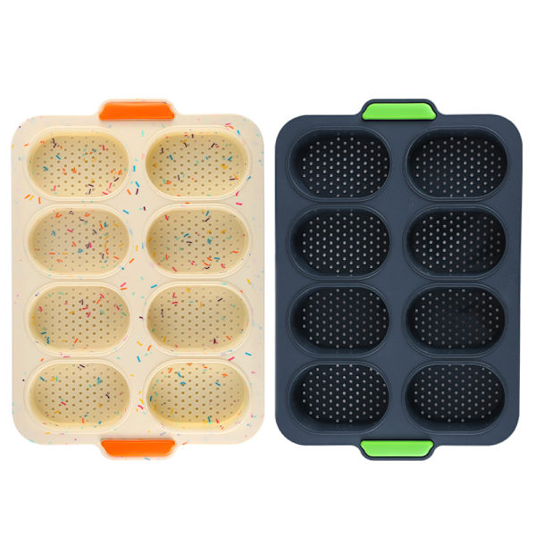 Silikonbullebrödform 8 celler mjuk nonstick franskbrödsform Perforerad limpa stenciler bricka för DIY-bakning Multicolour
