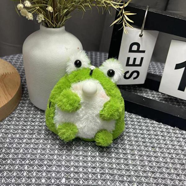 Lovely Cartoon Fuzzy Frogs Nyckelring/Gör-det-själv Material Väska Ryggsäck Hängande prydnad Rekvisita till Skolväska Nyckel Grey Material Package