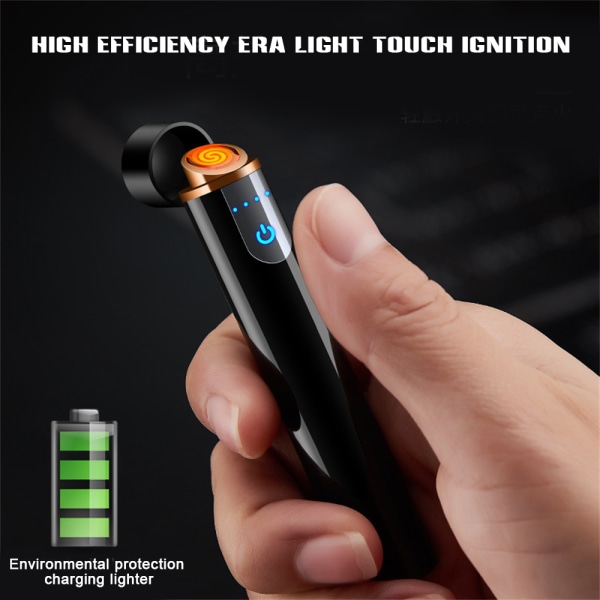 Mini Touch Sensor Flameless Lighter Bärbar USB Uppladdningsbar vindtät tändare White