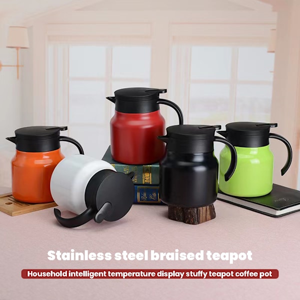 800/1000 ml thermal vakuumkolv hushållsvärmehåller tekanna för hemkökskontor Smart Warm Black 1000ml