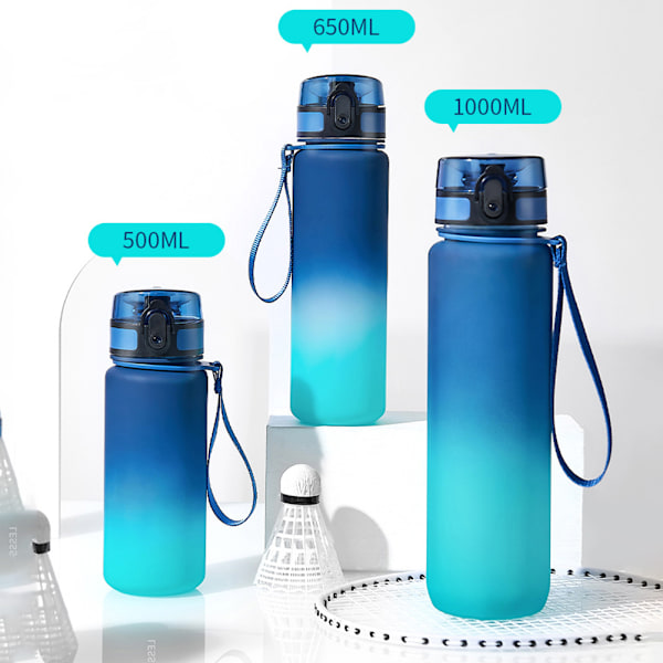 500ml/650ml/1000ml sportvattenkopp i plast Multifunktionell återanvändbar vattenkopp för fitness Blue Red 1000ml