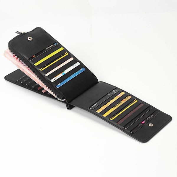 Multifunktionell lång plånbok Multi-fack korthållare plånbok med 26 fack Bifold PU blockerande plånbok för mobiltelefon kvinnor män Red