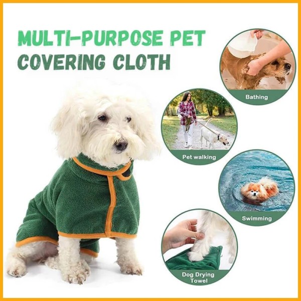Hundbadrock Handduk Mjuk Superabsorberande badrock Torkande fuktpyjamas för hund Green XS