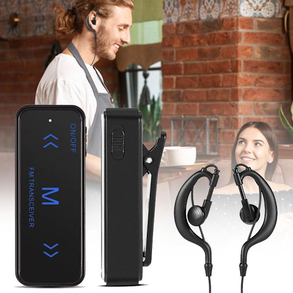 Ultra-Mini Walkie Talkies med klämma Kort räckvidd Kommunikation Intercom-enhet för skola Arbete Restaurang 1 Pair