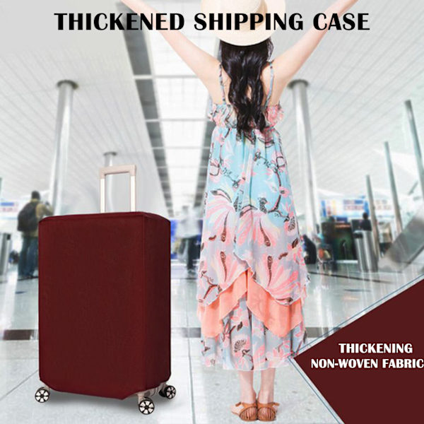 Non-woven Cover Slitstarkt anti-scratch Resväska Skydd Vattentätt Bagage Skyddsfodral Wine Red 26 inch