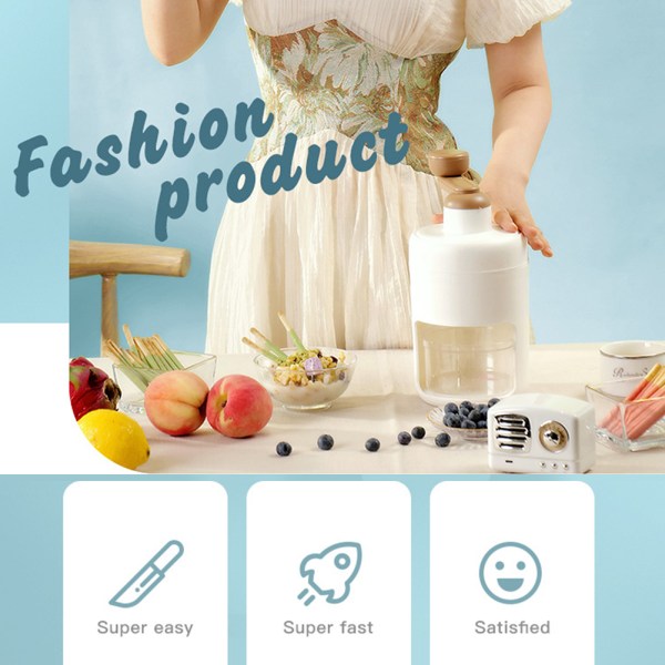 Manuell Ice Crusher Handvevad DIY Dessert Ice Chopper för hemköket White
