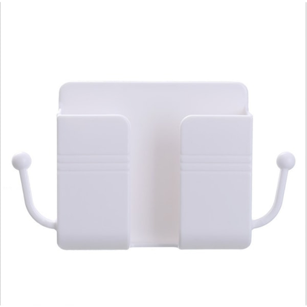 Fjärrkontroll Mobiltelefon Plugg Vägghållare Självhäftande Punch Gratis förvaringsställ Flerfunktionshushåll White 2pcs