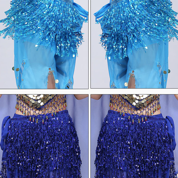 Dam Magdans Paljett Hip Scarf Boho Style Party Kostym För Dansfester Pieces of red