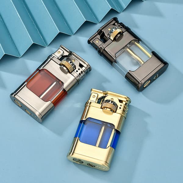 Kraftig synlig brændstoftank flint lighter til mænd synlig brændstoftank kerosenes lighter samlerobjekt til far Black Brushed
