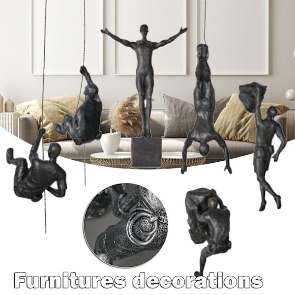 Väggdekoration Nordisk stil Retro Man Klättervägg Bakgrund Väggdekorationer Hängande staty Vardagsrum Bakgrund Copper Black A