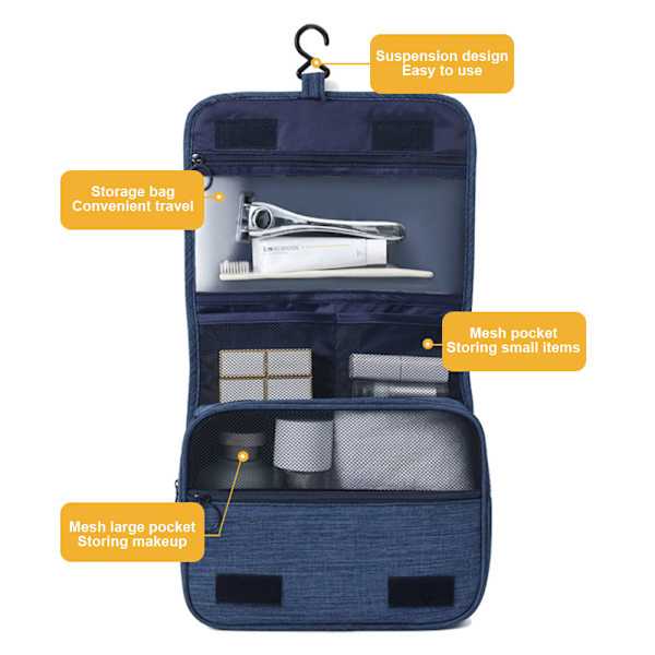 Terylenes Travel Toalett Förvaringspaket Torr Våt Klassificering Reseförvaringsväska för utomhusbruk Navy Blue