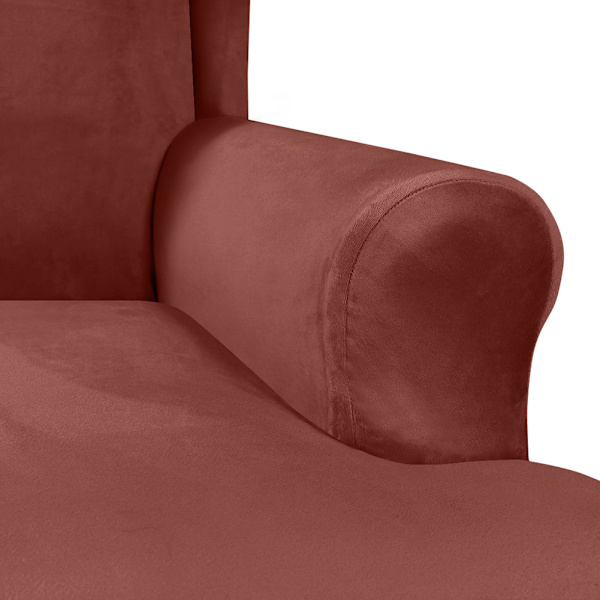 Hög elastisk mjuk mocka Wingback cover Halkfri enfärgad Stretch-skydd för sluttande arm King Back stol Coffee