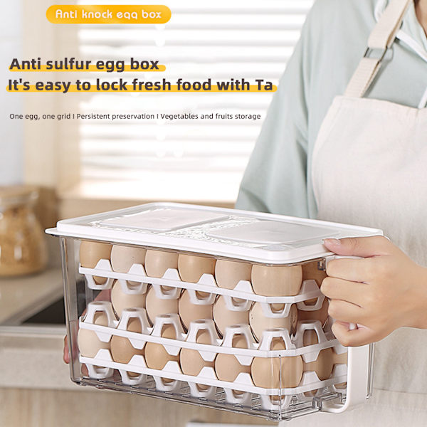 Äggförvaringsbehållare för kylskåpsdörr rymmer 10 räkningar Stor kapacitet Kylskåp Äggbehållare Kökstillbehör 3 Rows Of 3 Pieces 18 Eggs