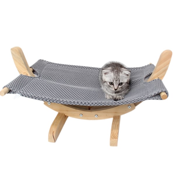 Katter Hängmatta Säng Andas Trä Vila Sova Mjuk Bekväm Husdjur Tillbehör Gray