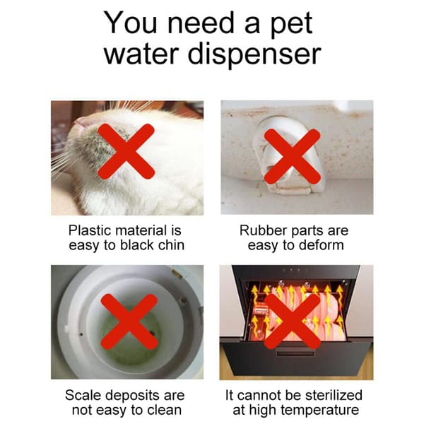 Rostfritt stål Cat Pet Water Fontän Läcksäker matningsvattenmatare för katthundar husdjur Basic Model