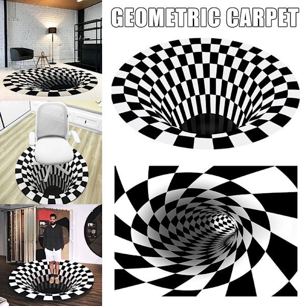 Vortex Illusion Matta 3D Trap Effekt Utskrift Matta Sovrum Vardagsrum Studierum Golvmatta 40*60cm