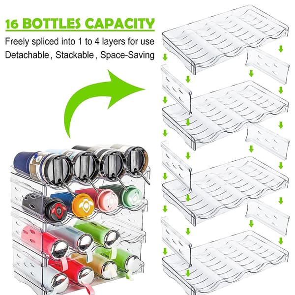 Hopfällbar förvaringsställ för vattenflaskor med stor kapacitet Vindrinkställ för skafferi 4 Grids and 2 Layers