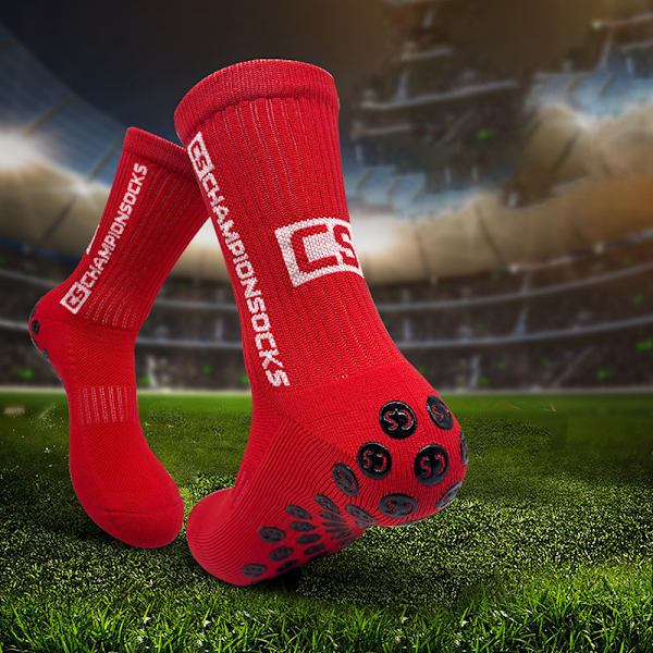Halkskyddande strumpor med högt rör för vuxna svettabsorberande sockor som andas för fotboll fotboll Red 5 Pairs